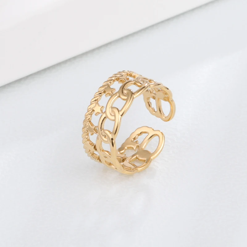 

JR0162 The latest design gold chain ring set with five pointed star ring