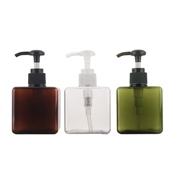 

Hotel amenities packaging decorative empty square plastic shampoo bottle