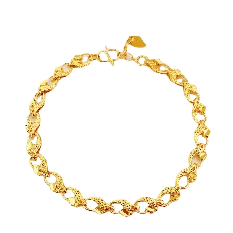 

Fish-Shaped Peach Heart Ladies Gold-Plated Bracelet Sand Gold Love Watch Chain Gold Fish Bracelet