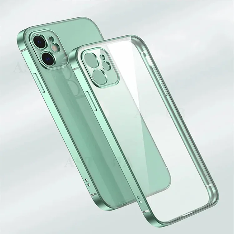 

Plating Frame Transparent Silicone Phone Case For iPhone 11 12 13 Pro Max Mini XS Max XR X XS 7 8 Plus SE 2020 Clear Back Cover