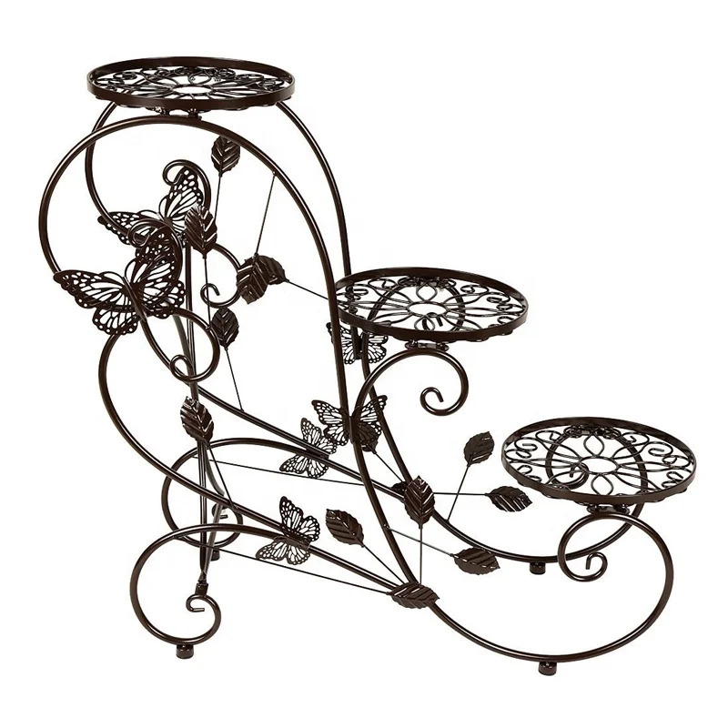 

Time Slow Amazon Home Gift Ornaments Iron Products Detachable Hand-painted Wrought Iron Wall Hanging Shelves Flower Pot Rack