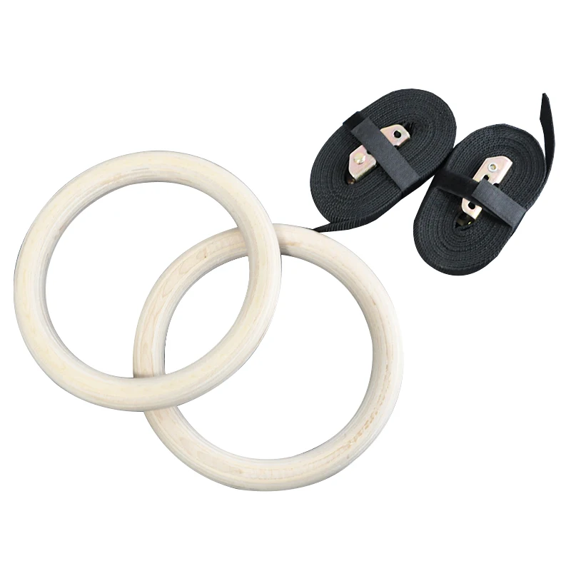 

Adjustable wooden rings gymnastics wood toys for play gym baby kids fitness equipment home workout ring, Natural