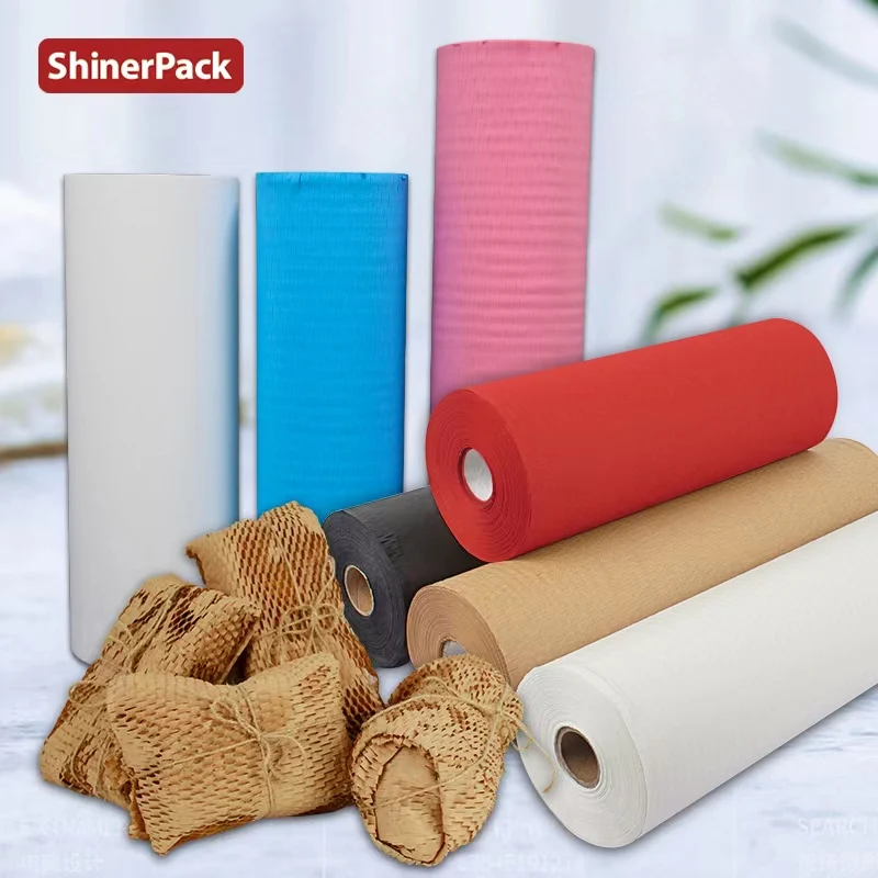 

Wholesales Eco-friendly Cushioning Kraft Honeycomb Paper Wrap Roll Customized Size Black White Brown Red