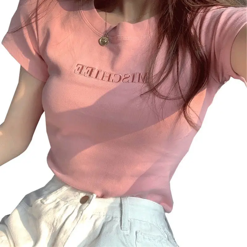 

2020 Apparel T-shirt For Women Clothing Ladies Plus Size T Shirt Casual Soft Crew Neck Slim Fit Plain Tee Tops Wholesale