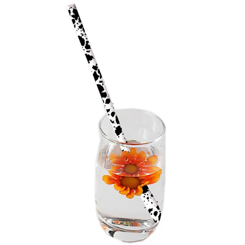 

Reusable Straw Eco-friendly Plastic Drinking Straw Animal Print Cow Straw, As picture