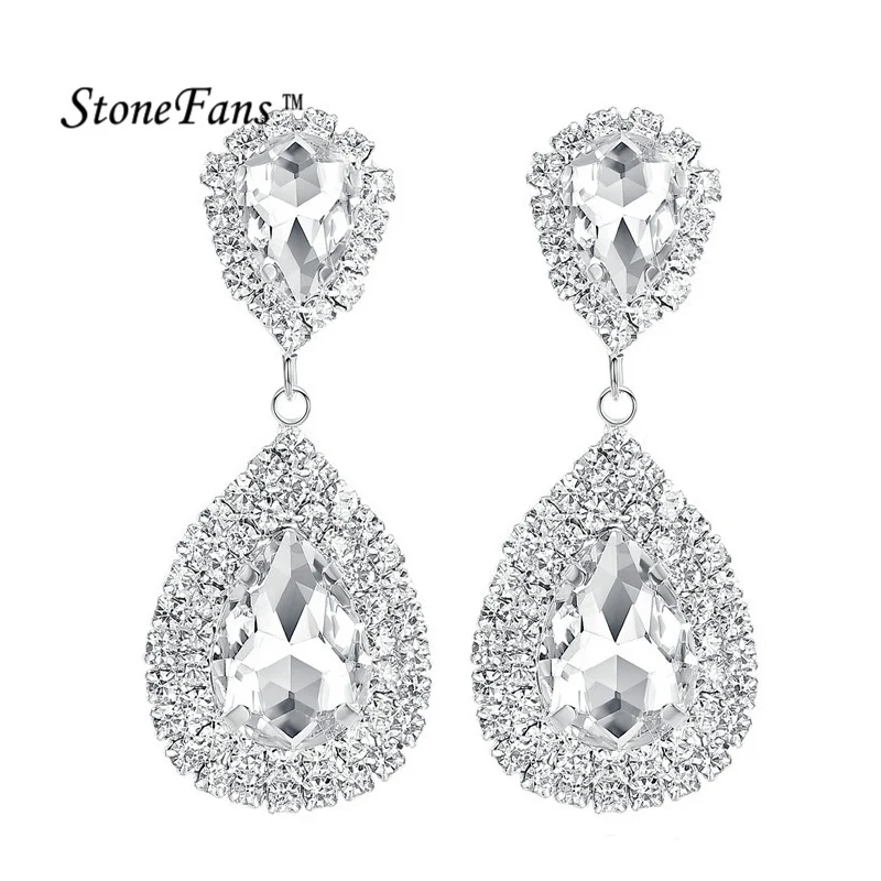 

Fashion Crystal Pendant Drop Earrings For Women Bridal Wedding Jewelry