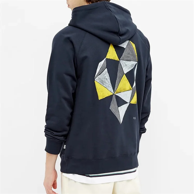 
OEM Custom geometric printing 100% organic cotton hoodies for men 