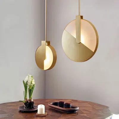 Nordic modern golden aluminum disc small pendant restaurant LED hanging light