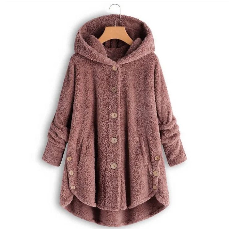 Winter button-down hat for fashionable women's warm coat