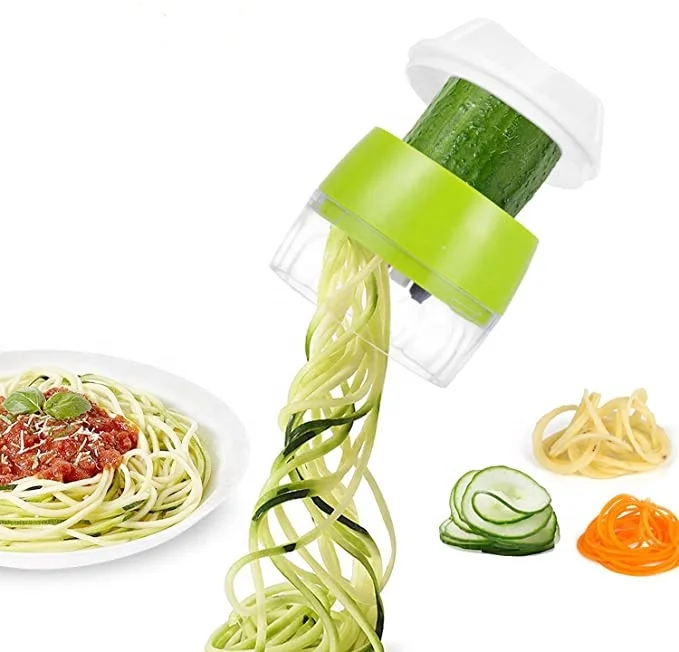 

Best Kitchen 4 in 1 Adjustable Vegetable Spiralizer And Cutter Manual Spiral Vegetable Fruit Grater Slicer, Green