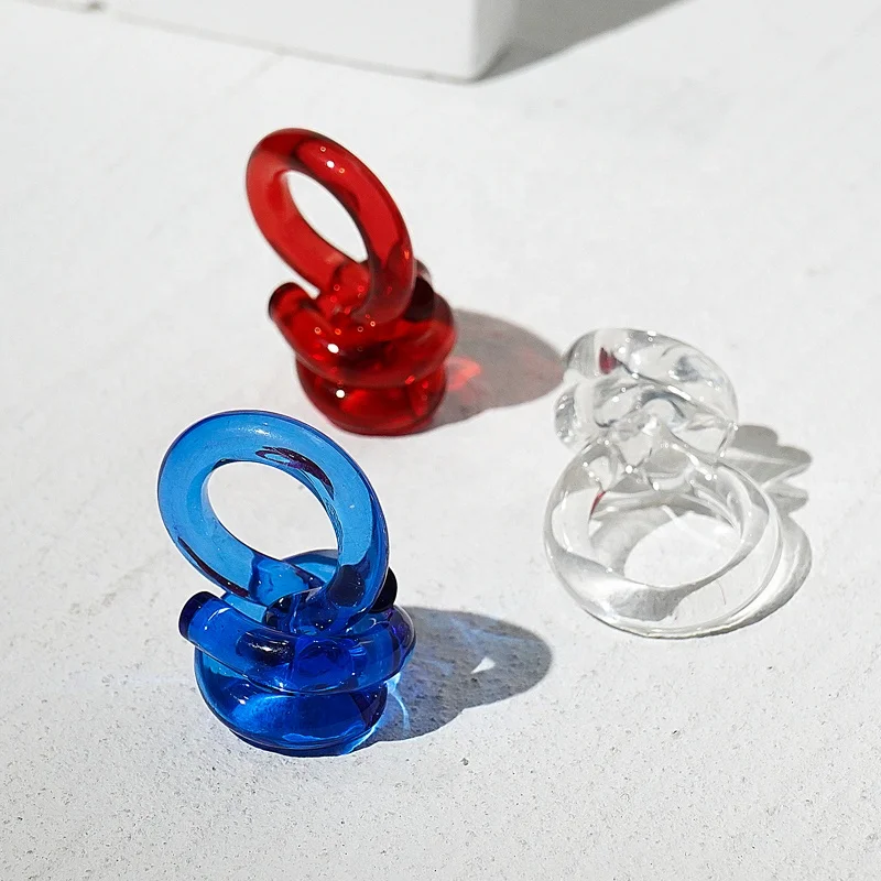 

Personalized Acrylic Transparent Twisted Ring Simple Acrylic Knot Finger Ring Women, As pic or customized