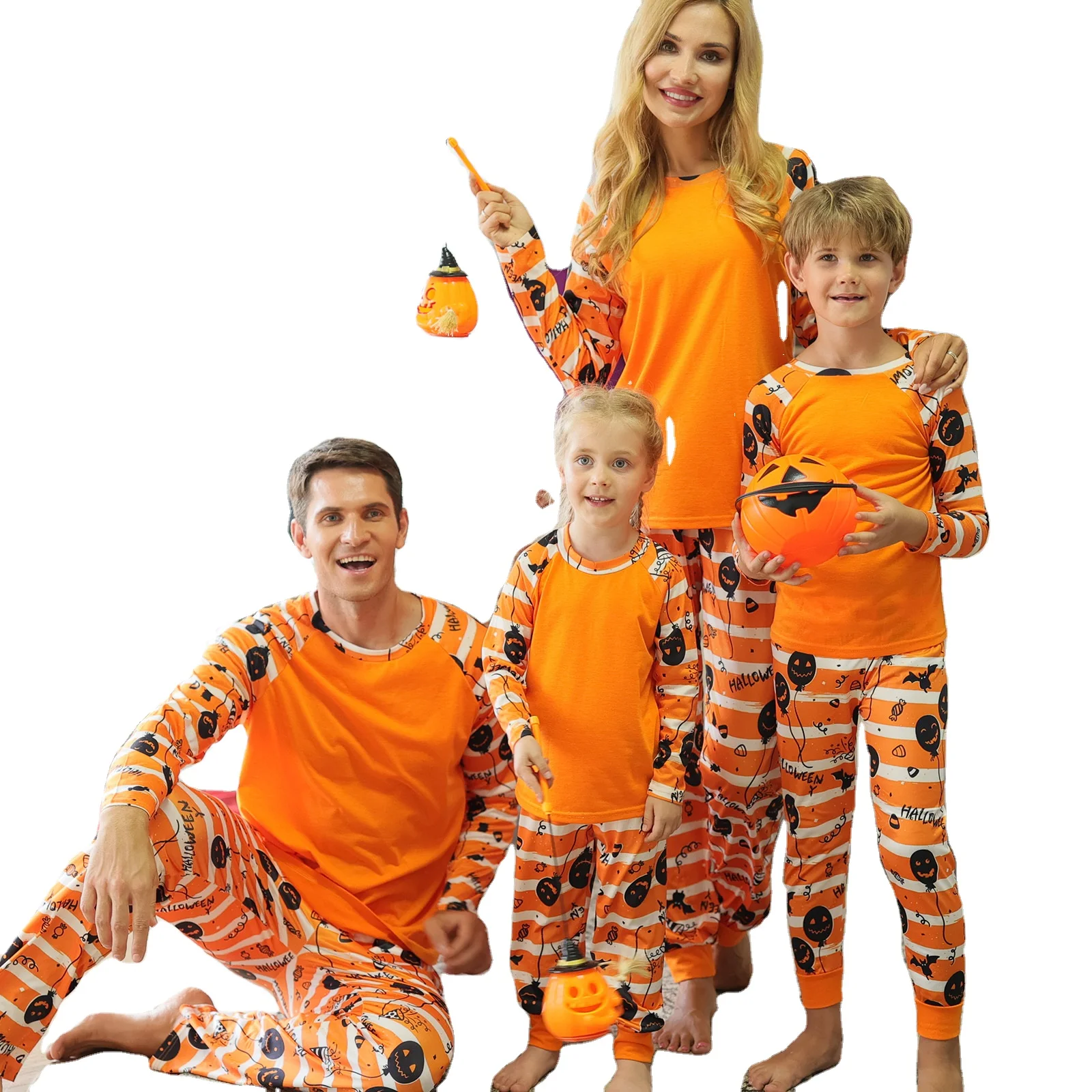 

Wholesale Sleepwear Set Halloween Family Matching Clothes Fall Winter Pajamas Set, White,red or customized color