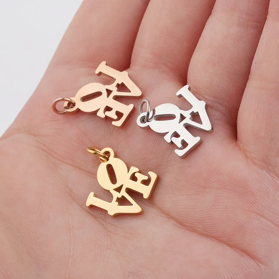 

Customize Stainless steel LOVE bead DIY lovers charms