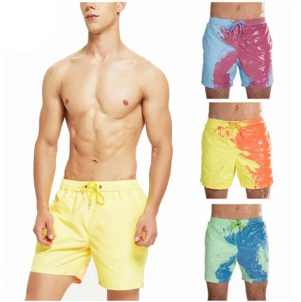 

magical change color surf board beach men swimming shorts swimwear quick dry bathing color changing fashion sublimation trunks, Rainbow , grey, black, pink, etc