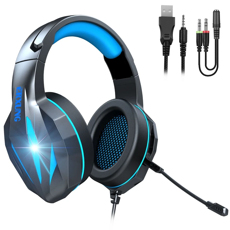 

J5 USB 3.5MM LED Light Headphone Over-ear Headset Wired Gaming Headphone Auriculares Gamer With Mic