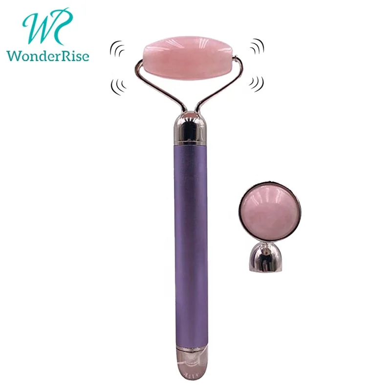 

2 in 1 Electric Rose Quartz Jade Face Roller Beauty Massager Vibrating Jade Roller