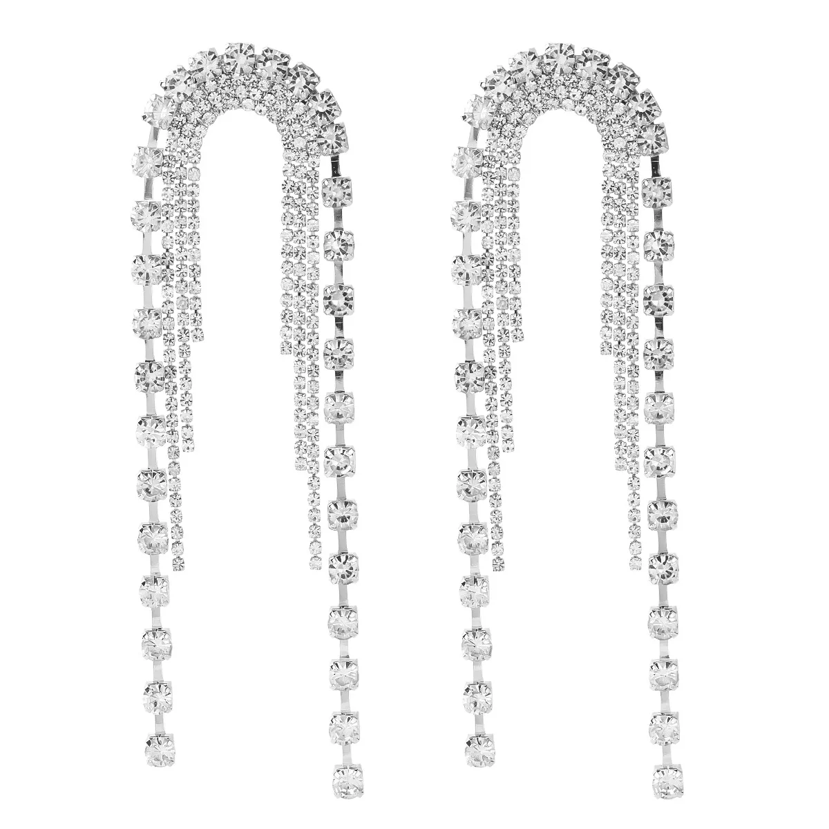 CL886 Fashion Bridal Rhinestones Tassel Earrings Women Rhinestones Long Earrings Jewelry