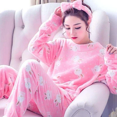 

Pyjama Femme Long Sleeve Winter Hot Sale Ladies Wholesale Flannel Casual Pajama Set Pijamas Por Mayor Sleepwear