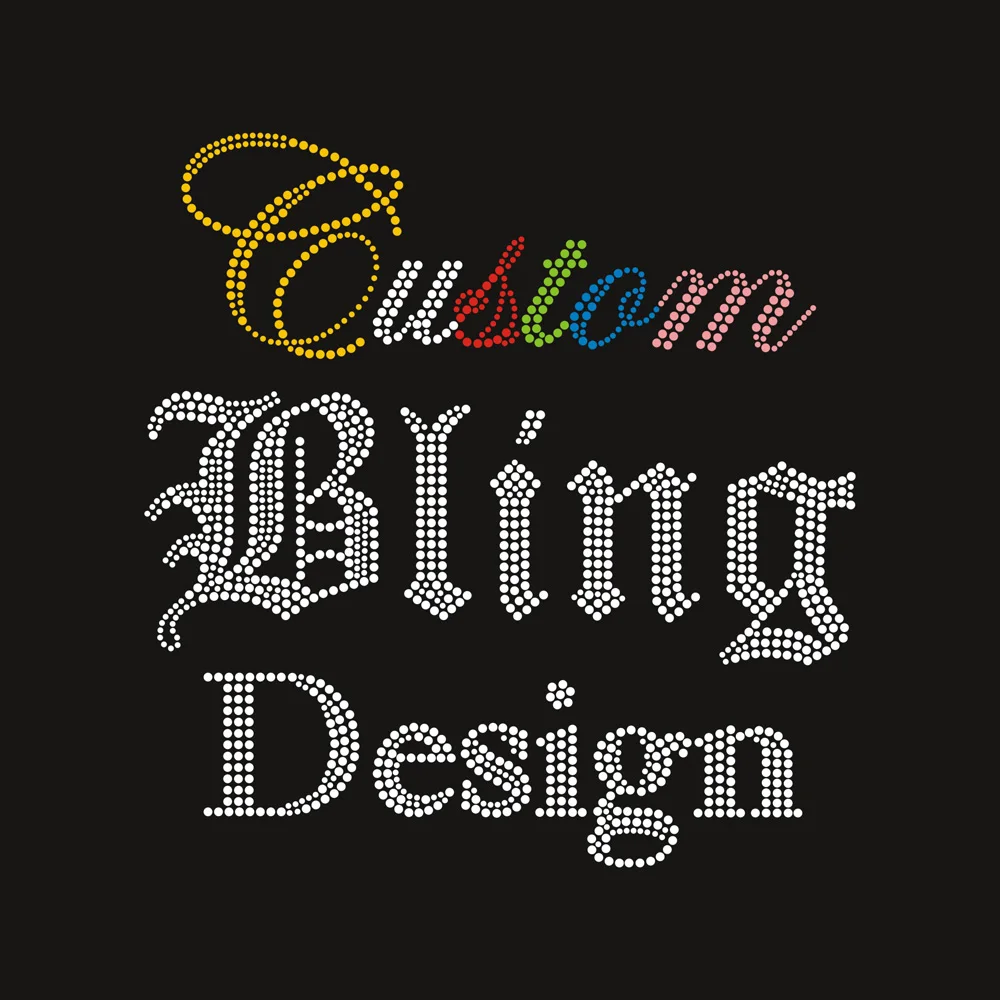 Custom Rhinestone Logo Sew-On Heat Transfer Motif Customizable High Grade Crystal Rhinestones for Garment