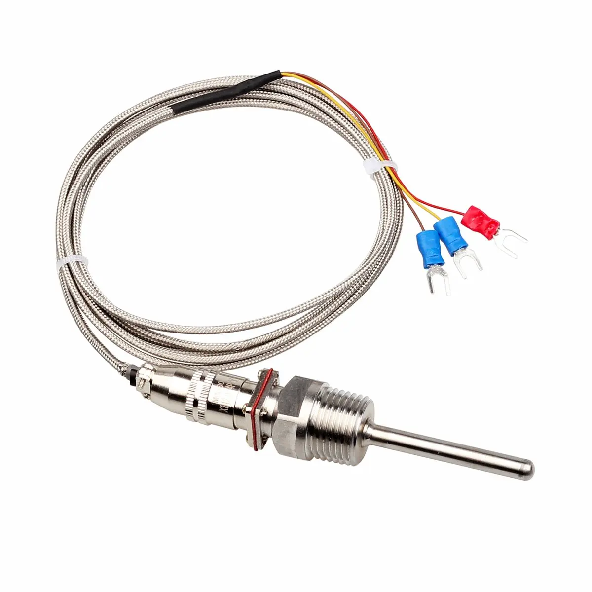 RTD PT100 Stainless Steel Temperature Sensor Thermocouple with 2m 3 Cable Wires 