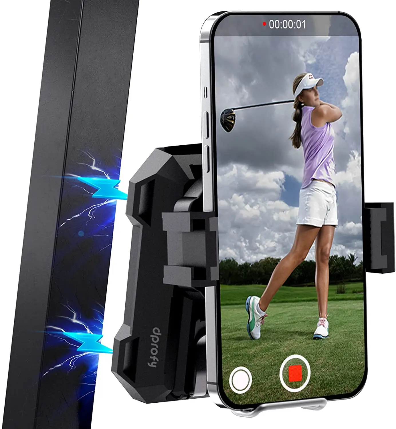 

Gsou GM10 Universal 180 Degree Rotating Mount Cell Golf Phone Holder with Rubber Strap, Black