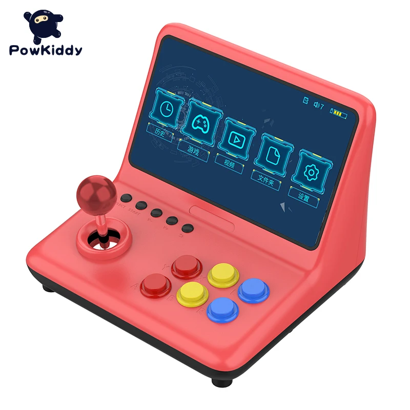 

POWKIDDY A12 9 inch joystick arcade A7 architecture quad-core CPU simulator video game console new game children's gift, Red