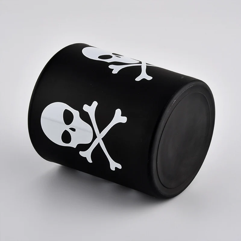 custom black glass candle jars for Halloween