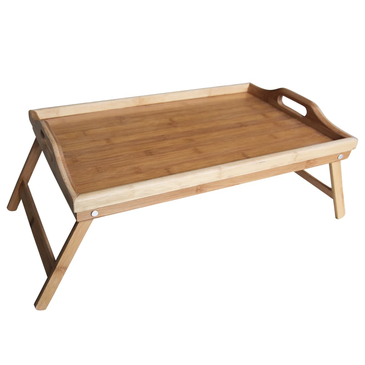 
Bed Tray Table with Folding Leg Serving Breakfast in Bed Use As a TV Table Laptop Computer Tray Snack Tray with Bamboo 