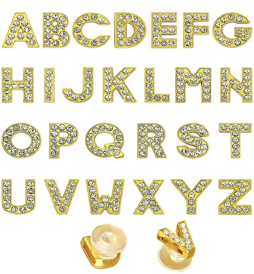 

36pcs Crocks alphanumeric suit Wholesale mimics diamond clog charms bling girl-bracelet shoes charms party kids gifts, Picture