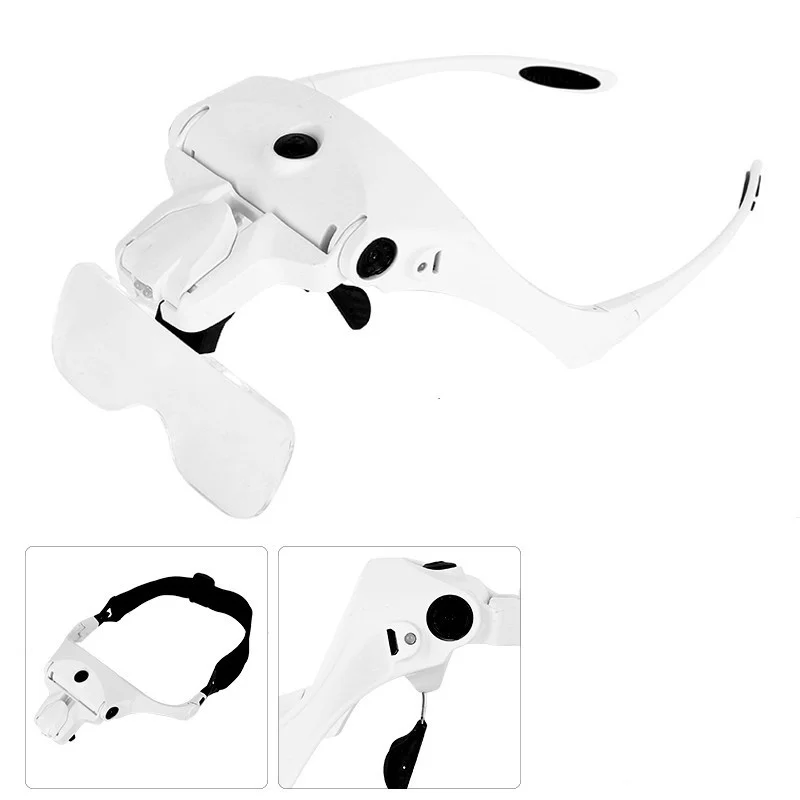 

Hot sale LED portable head-mounted magnifier magnifying glass for tattoo, White