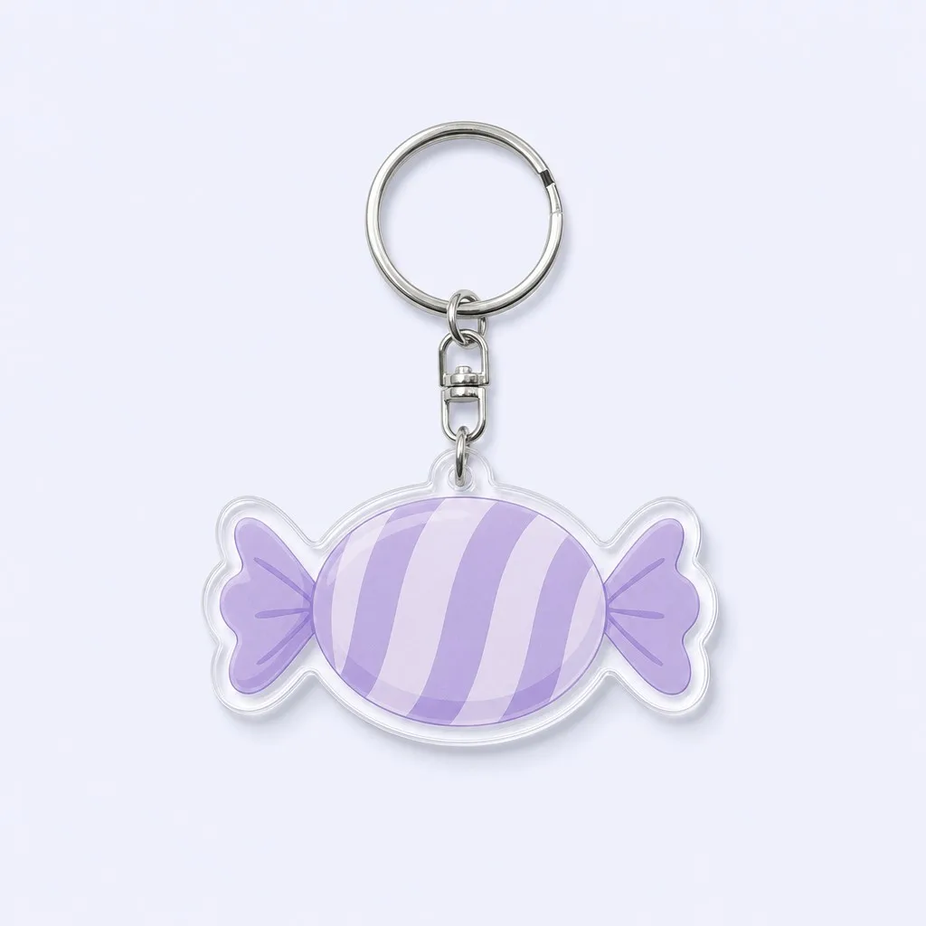 Lavender Striped Candy Keychain