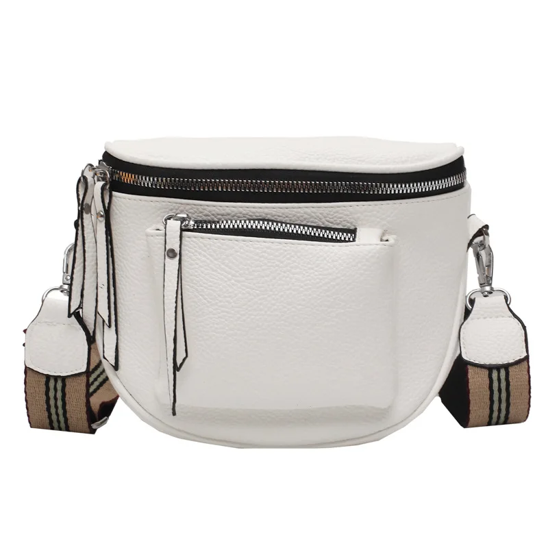 

2021 Designer Retro Wide Shoulder Strap Cross Body Bag Soft Pu Leather Messenger Bags Crossbody Women