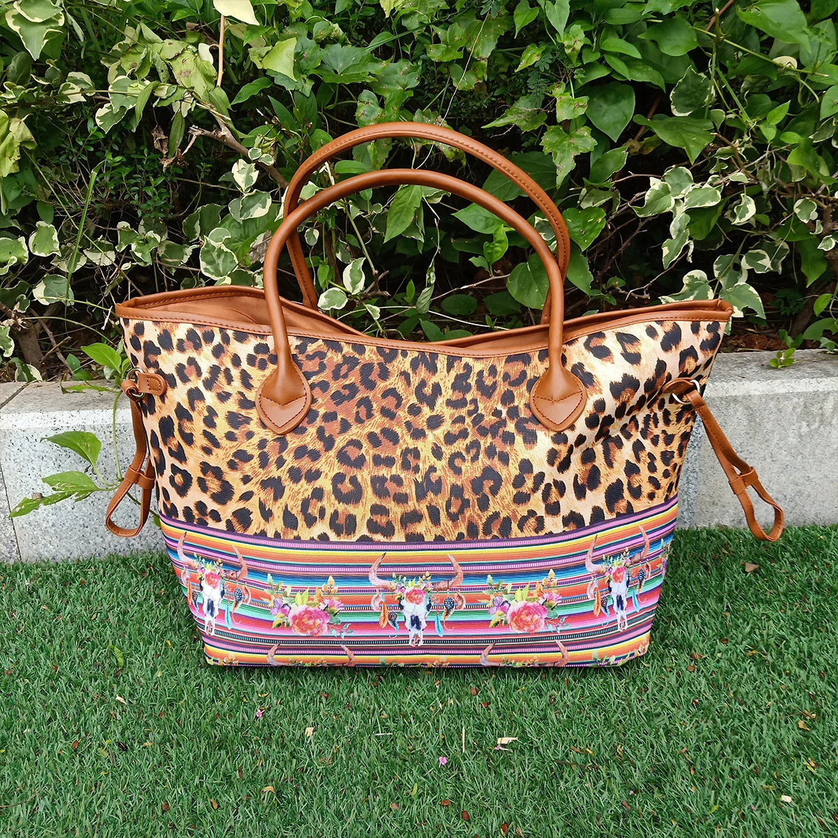 

Free Shipping Wholesale Women Leopard Bullskull Canvas Shopper Tote Bag Casual Handbag Gifts DMA81226