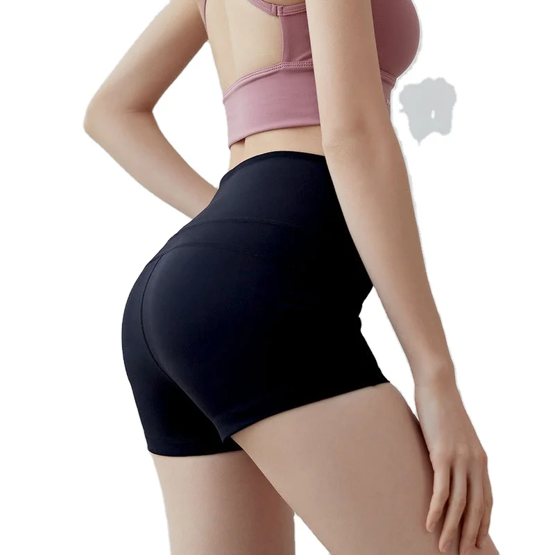 

New Style No Embarrassing Line Nude Shorts High-Waist Hip-Lifting Sports Fitness Three-Point Pants Yoga Pants Women, As shown