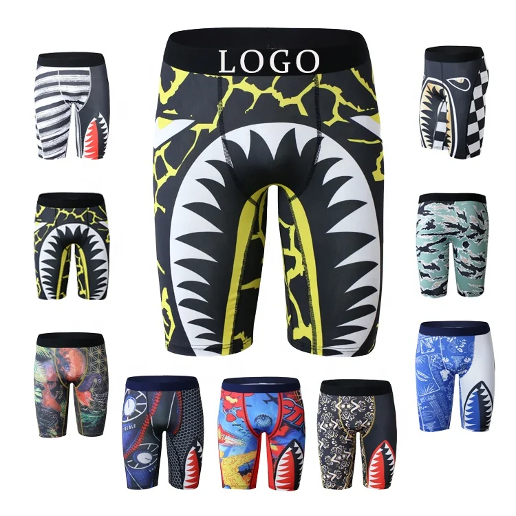 

2021 American Men Underwear Boxer Briefs Shark Flame Mid-waist Stretchable Breathable Boxer Shorts, Customized colors