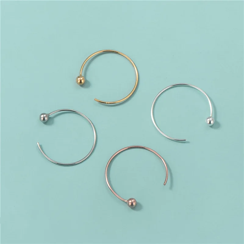 Wholesale 925 Sterling Silver Accessory C Shaped Hoop Earring Hook With Bead For Jewelry Making