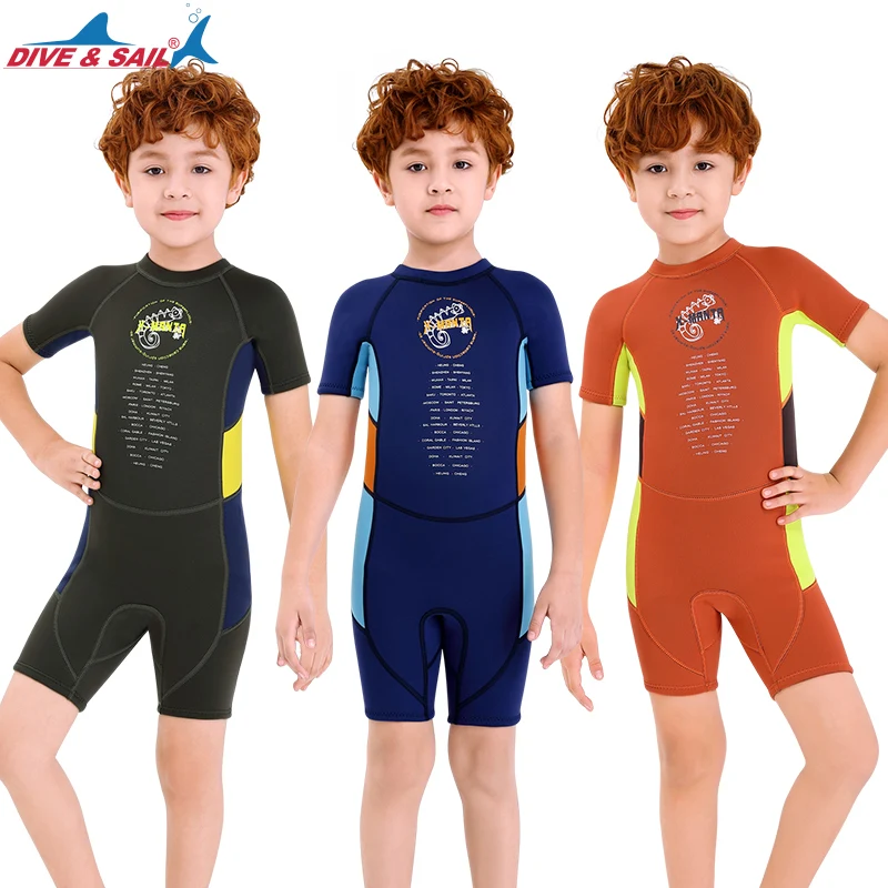 New Arrival Boys Short Diving Wetsuits Children 2.5mm Neoprene Swimming Swimwear One Piece Warm Kids Snorkeling Surfing Wetsuit