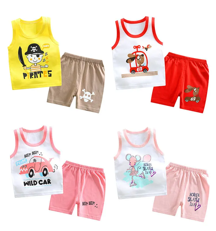 Wholesale Summer 2pcs Children's Vest Set Cotton Sleeveless Vest For ...