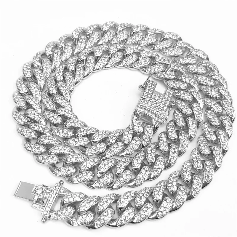 

Hip Hop 12MM Iced Out Lab Diamond Miami Cuban Link Chain Choker for Men