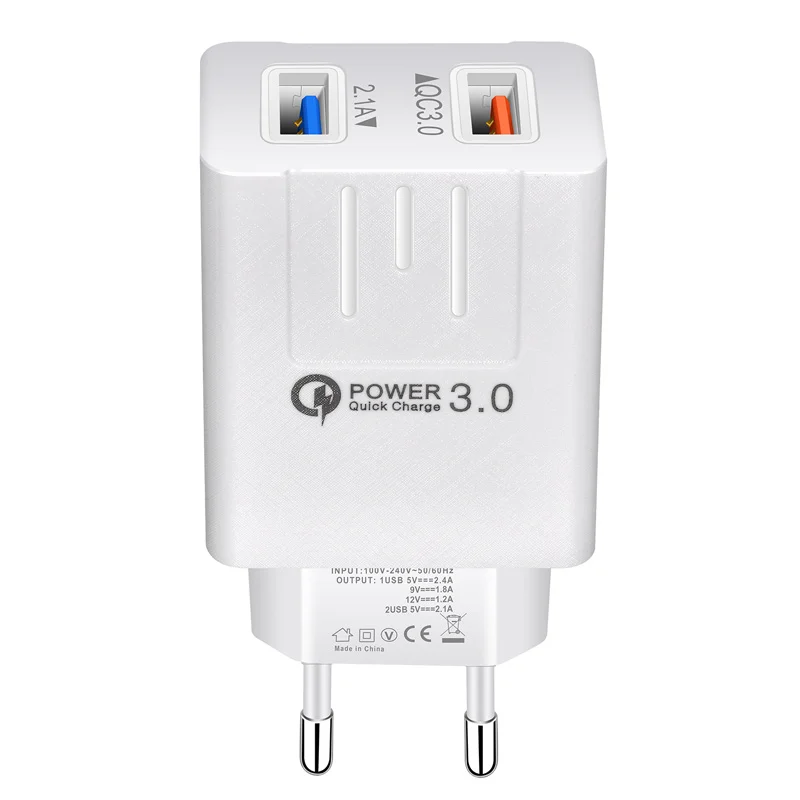 

Travel charger universal USB Wall Charger home charger 5V2.4A US EU plug QC 3.0 2 USB For Android Phone Apple Huawei Samsung
