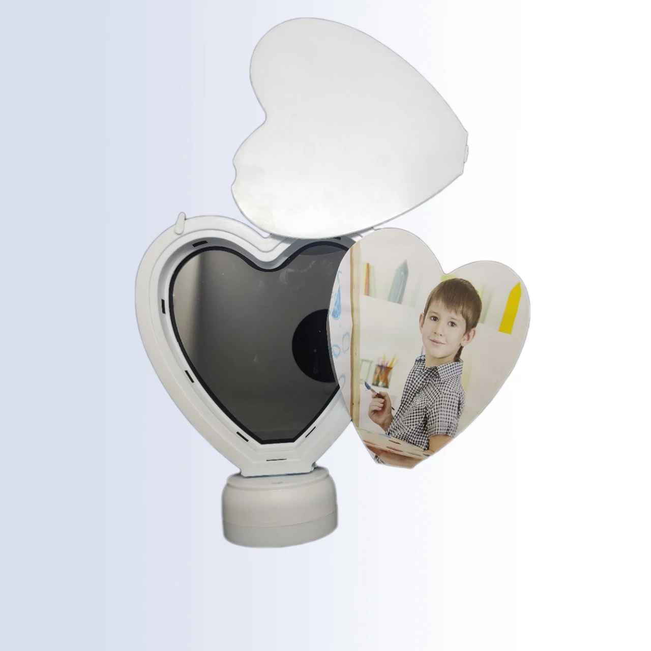 

Hot Sale Heart Shape Photo Case Photo Frame Sublimation Blanks Magic Mirror, White