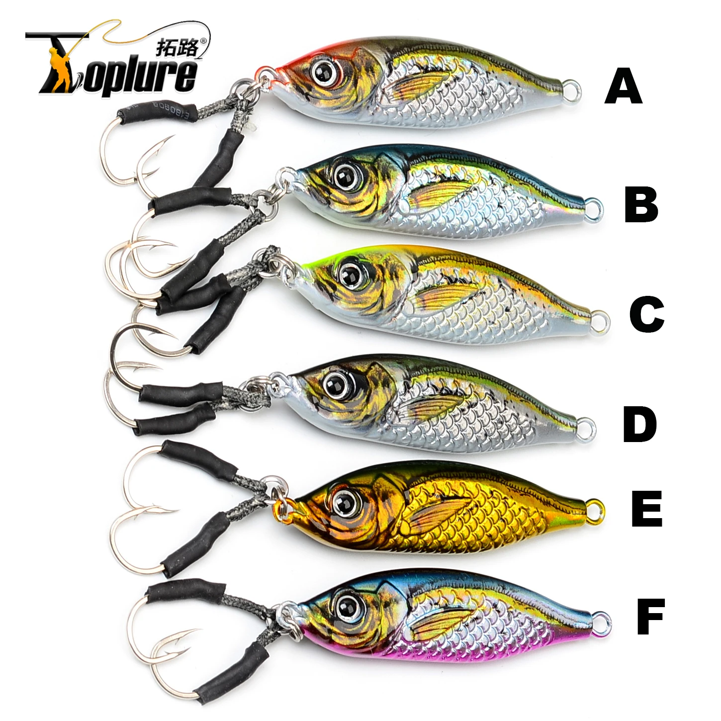 

TOPLURE 30g 40g 60g 80g Japan Style New Jig Lure Fish Long Casting Ashore Fish Metal Jig With Assistant Hooks and Luminous Glow