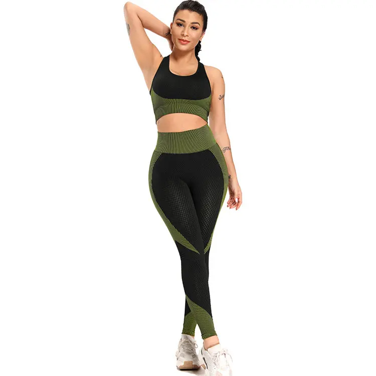 

Fitness Seamless Sport Bra Womens Vest Strap Backless Yoga Bra And Pants Sets