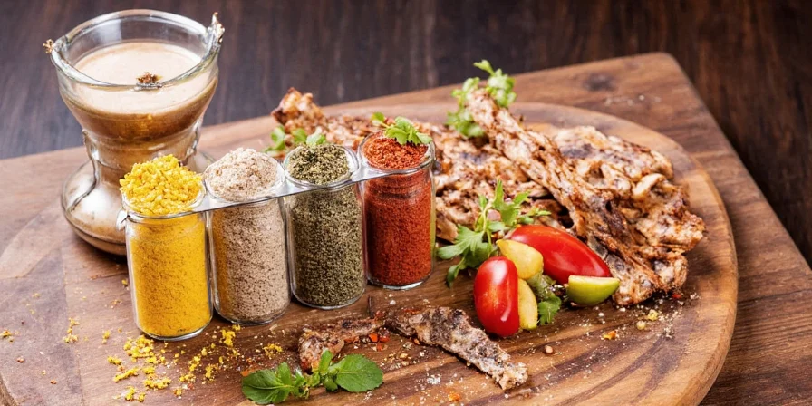 Spice pairing chart for BBQ meats and vegetables.