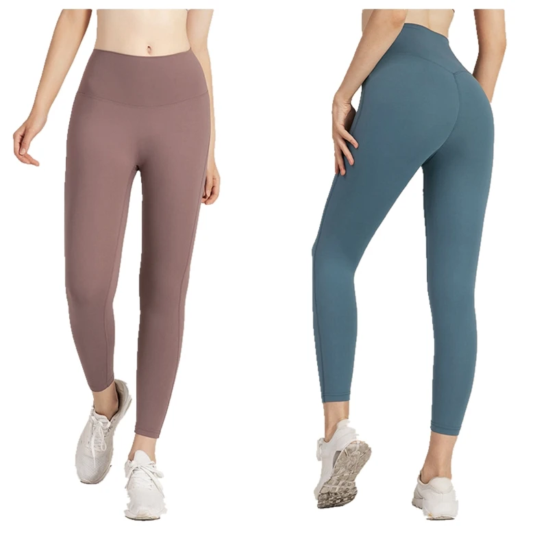 

New women high rise light weight fabric sweat wicking yoga tights custom logo no front seam fitness leggings pants, As you see or oem