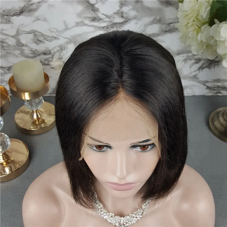 

Highknight Straight Raw Indian Hair High Quality Blunt Cut Bob Wigs 130% Density Human Hair Glueless Full Lace Wigs Wholesale