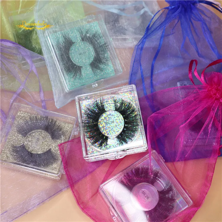 Dramatic Glitter Colored Lashes Style Deep Curl Volume Faux Mink Strip