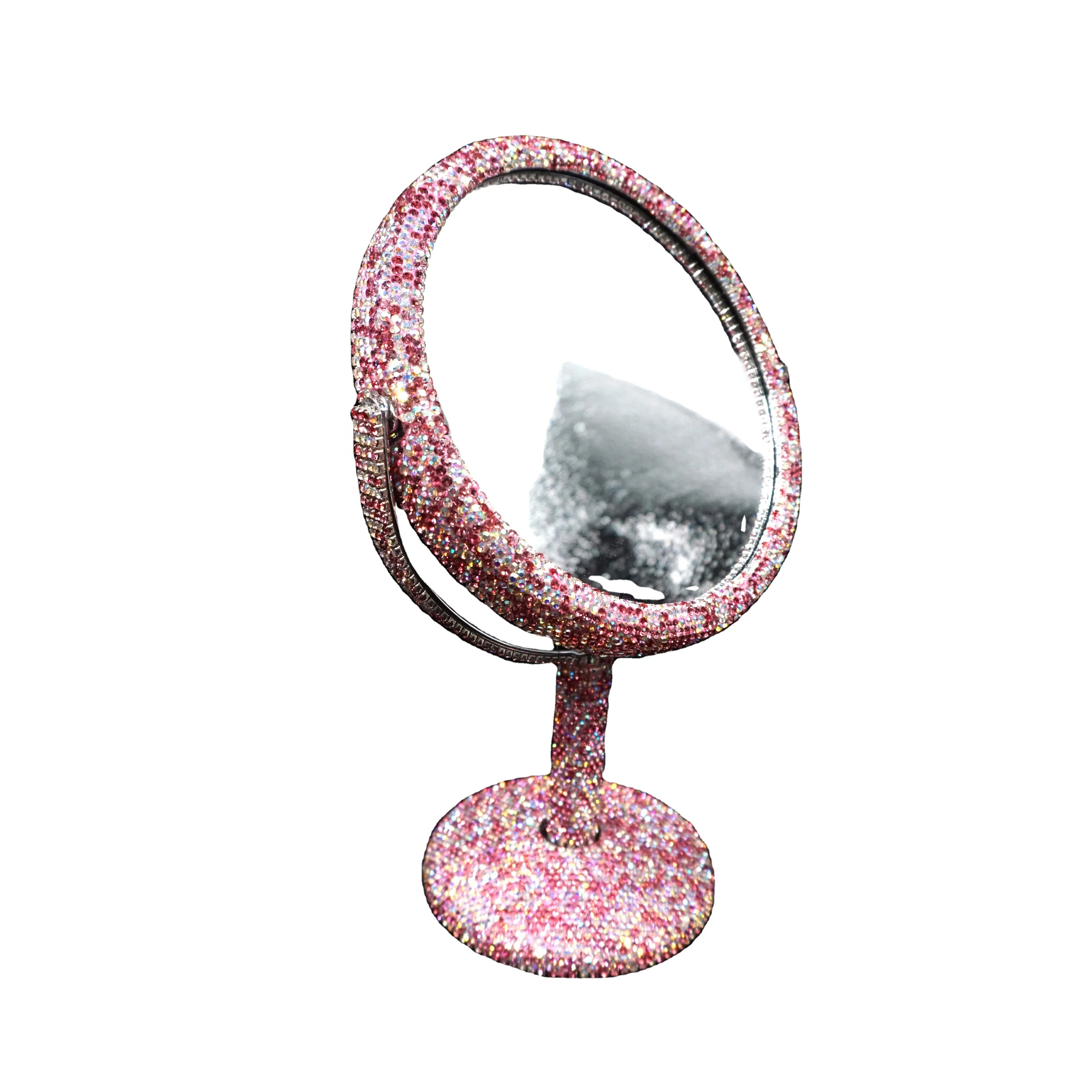 

Fashion home decoration pink diamond crystal mirror double side rhinestone mirror, Crystal ab/red/topaz/pink