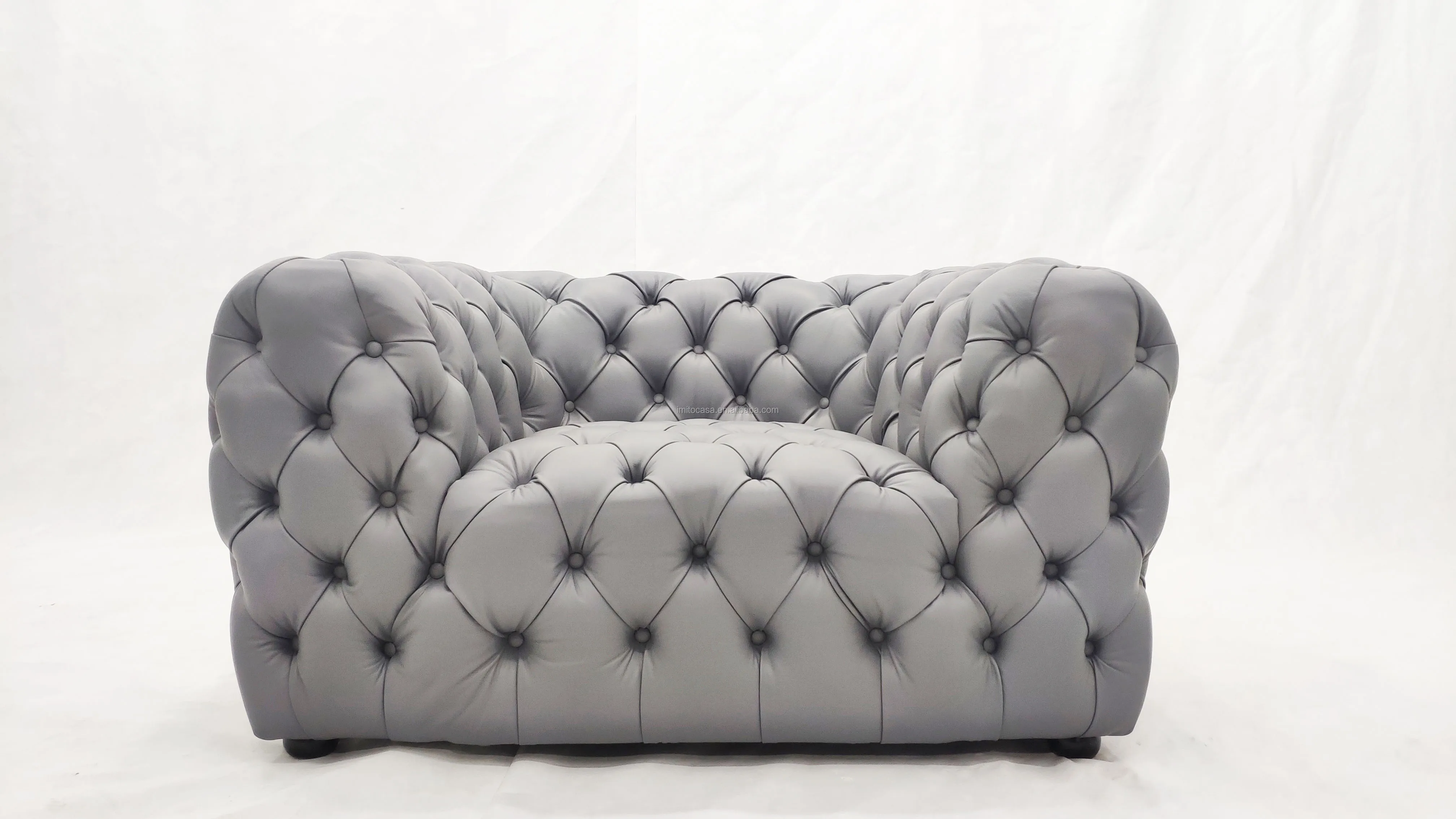 
Italian Luxury Upholstered Furniture Living Room Button Tufted Sofa Set New Desgin Beige Leather/Fabric Chester Moon sofa 