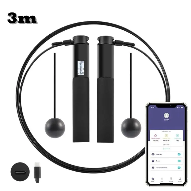 

Dropshipping Electronic 3m Cordless And Corded Dual-Use USB Children gym Smart APP Fitness Counting kids Skipping Jump Rope